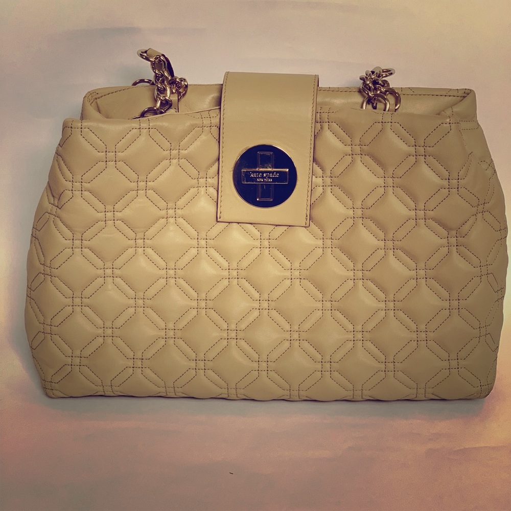 Beige Quilted Kate Spade Purse